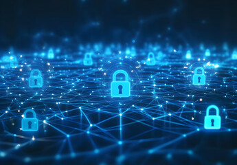 Wall Mural - Futuristic interface displaying secure network.