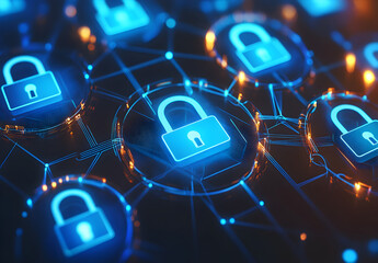 Wall Mural - Futuristic interface displaying secure network