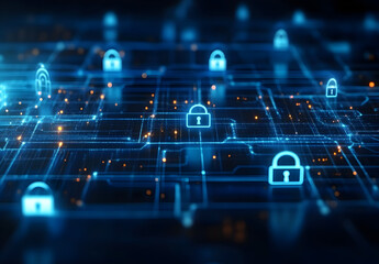 Wall Mural - Futuristic interface displaying secure network