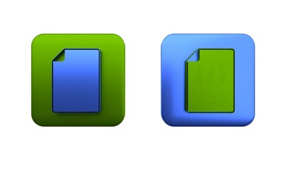 colorful binary code icon isolated on white background. square button. 3d render illustration