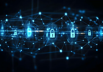 Wall Mural - Futuristic interface displaying secure network