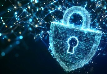 Wall Mural - Futuristic interface displaying secure network