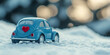 © Ekaterina Pokrovsky - Blue toy car with red heart on winter snowy background. Valentine's greeting card..