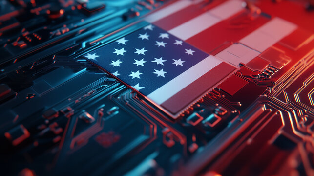 digital transformation of technology in america graphic illustration futuristic environment high-con