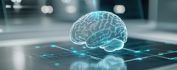 a glowing, digital brain representation symbolizes artificial intelligence and advanced technology i