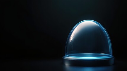 Poster - Transparent dome on a dark surface illuminated by soft light creates a mystical effect.
