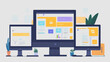 © PHAISITSAWAN - Multiple Computer Monitors Displaying Web Development Project with Colorful User Interface and Design Elements for Digital Workspaces