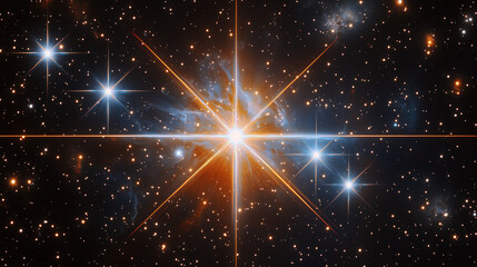 Aufkleber - Stunning view of a celestial star formation sparkling in a dark night sky filled with distant galaxies and cosmic dust. Generative AI