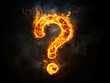 © sergign - A brilliantly designed fiery question mark set against a black background symbolizes intense curiosity, mystery, and the burning quest for answers.