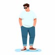 © Shelley - Flat Style Illustration of Plus-Size Man on White Background