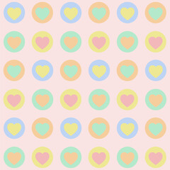 Wall Mural - Heart seamless pattern.Colorful hearts in circles repeat pattern isolated on background.Vector graphic illustration background wallpaper for valentine.