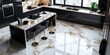 © Lala - Natural stone marble background featuring a luxurious kitchen floor and worktop counter, ideal for enhancing interior designs with elegant natural stone marble elements.