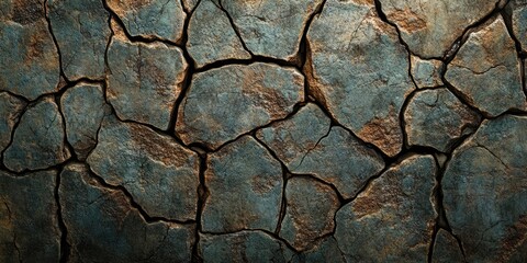 Sticker - Cracked stone texture creates a grunge background, offering a visually striking surface ideal for artistic projects. This grunge background of cracked stone enhances design versatility.