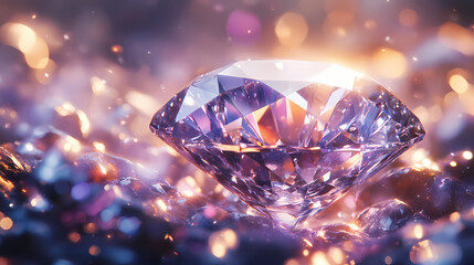 Wall Mural - a single, brilliant diamond, cut with perfect precision, glows with an ethereal radiance, surrounded