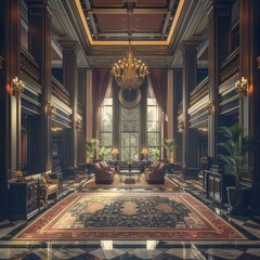 Wall Mural - Vintage Hotel Interior Design: Luxury and Elegance in Retro-style Room