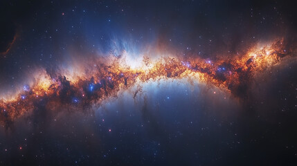 Aufkleber - A stunning view of a vibrant galaxy showcasing brilliant colors and swirling stars in the vast universe. Generative AI