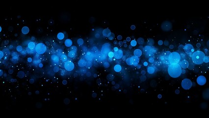 Wall Mural - shimmering blue bokeh with a dark background