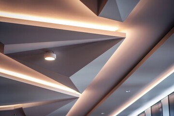 Wall Mural - Ceiling Light. Geometric and Volumetric Design in Home Hall Background