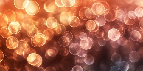 Sticker - Abstract bokeh background featuring circular copper tone colors. This abstract background provides an empty space ideal for various creative applications, showcasing a captivating copper tonal effect.