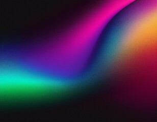 Wall Mural - grainy abstract background noisy color gradient purple green blue pink vibrant glowing shape on blac