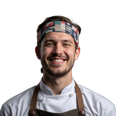 Chef wearing a headband isolated on white background PNG transparent