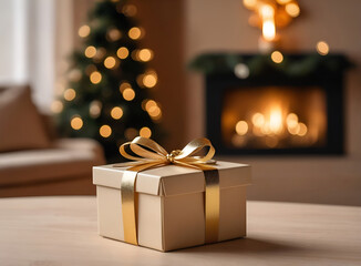 A Christmas gift box on the table