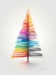 © Nurul - Abstract grey line half Christmas tree with pastel rainbow pride colors on white background