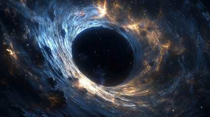 Wall Mural - stunning view of a swirling black hole surrounded by colorful cosmic gas and bright stars in deep ou