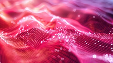 Wall Mural - High Tech Abstract. Futuristic Digital Lines in Red and Pink Creating Technical Mesh in Cyberspace