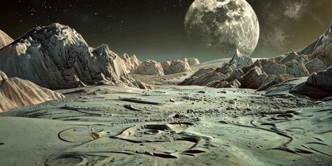 Wall Mural - otherworldly lunar landscape, 4k video