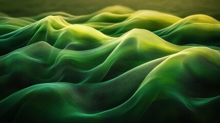 Wall Mural - Abstract Green Landscape Digital Wave Hills, Nature Inspired