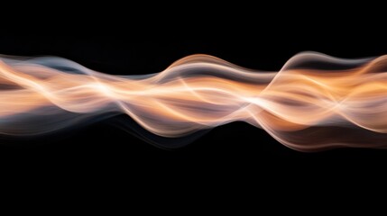 Wall Mural - Abstract Orange Light Waves, Flowing Energy, Dynamic Curves, Smooth Lines, Dark Background, Digital 