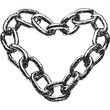 © svetolk - Heart shaped chain with halftone stipple effect, for grunge punk y2k collage design. Vector illustration in grainy photocopy texture for experimental dotted retro banner design