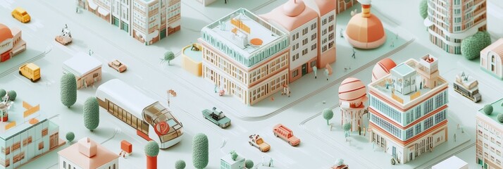 Leinwandbilder - The smart city features interconnected buildings, bustling streets, and various modes of transportation, highlighting advanced urban living. Generative AI