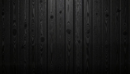 Wall Mural - Textured black wooden wall with rich grain patterns creating a moody atmosphere in interior spaces