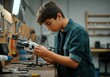 © Alexandra - Focused hispanic teenager fixing a drone in a workshop