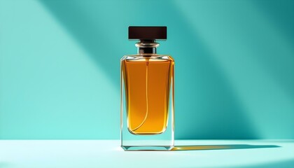 Wall Mural - Elegant Perfume on a table with colourful lights