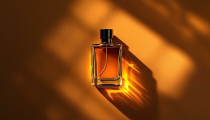 Wall Mural - Elegant Perfume on a table with colourful lights