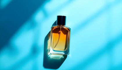 Wall Mural - Elegant Perfume on a table with colourful lights