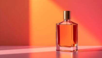 Wall Mural - Elegant Perfume on a table with colourful lights