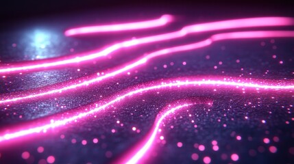 Wall Mural - abstract background with pink glowing lines and sparkle effect.