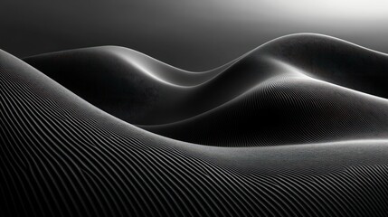 Wall Mural - abstract black and white wavy lines forming hills in a landscape.