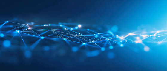 Blue grid highlighting digital tech and data flow in a modern generative AI setting