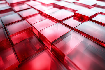 Aufkleber - Radiant red panels with a glossy, transparent texture, dynamically intersecting and reflecting light,
