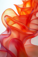 Aufkleber - Twisting and flowing red transparent panels arranged in an energetic, wave-like pattern,