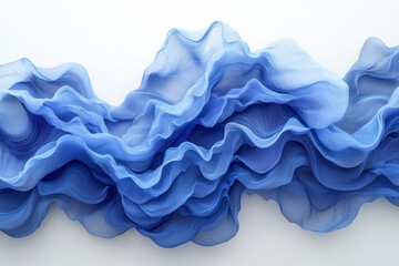 Poster - Stacked flowing blue layers creating a wave-like abstract pattern,