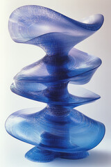 Aufkleber - A modern composition of stacked blue curves, forming a layered vortex,