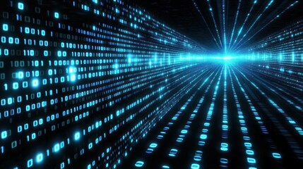 Abstract digital tunnel of binary code.