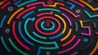 © Joe - A vibrant, circular maze design featuring colorful paths and a central marker, representing navigation or problem-solving concepts.
