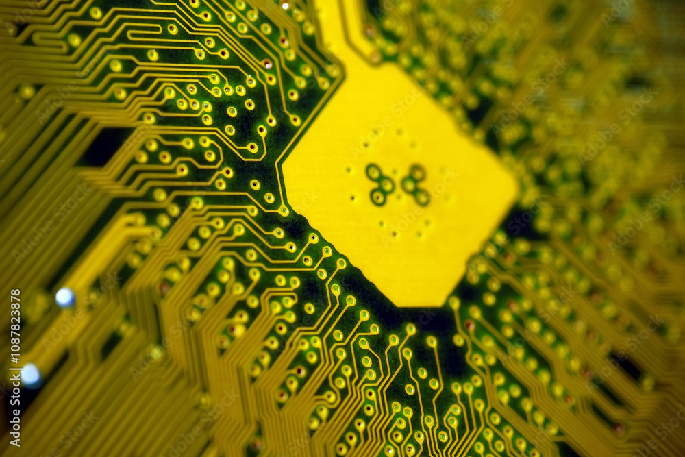 Minboard Computer Computer motherboard. Details of mainboard back Stock Photo | Adobe Stock